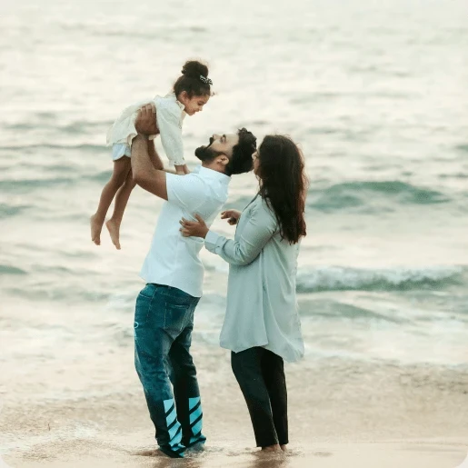 Familia en la playa